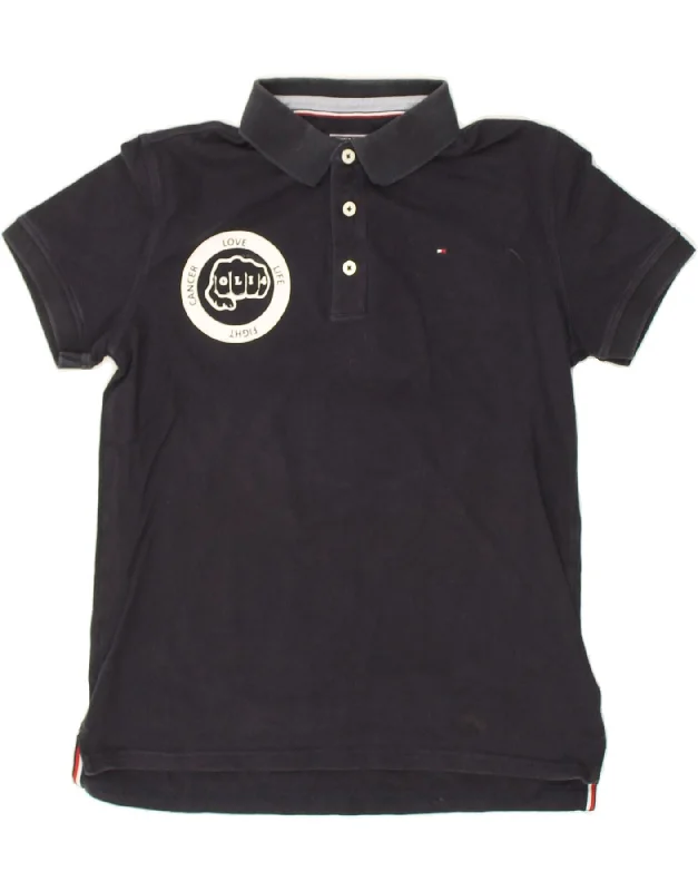 TOMMY HILFIGER Boys Polo Shirt 13-14 Years Navy Blue Cotton