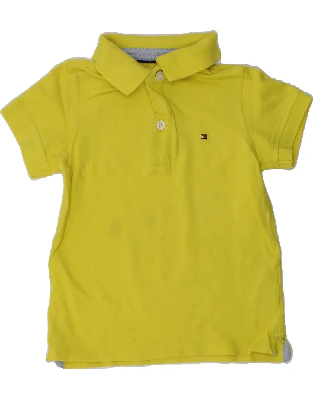 TOMMY HILFIGER Boys Polo Shirt 2-3 Years Yellow Cotton