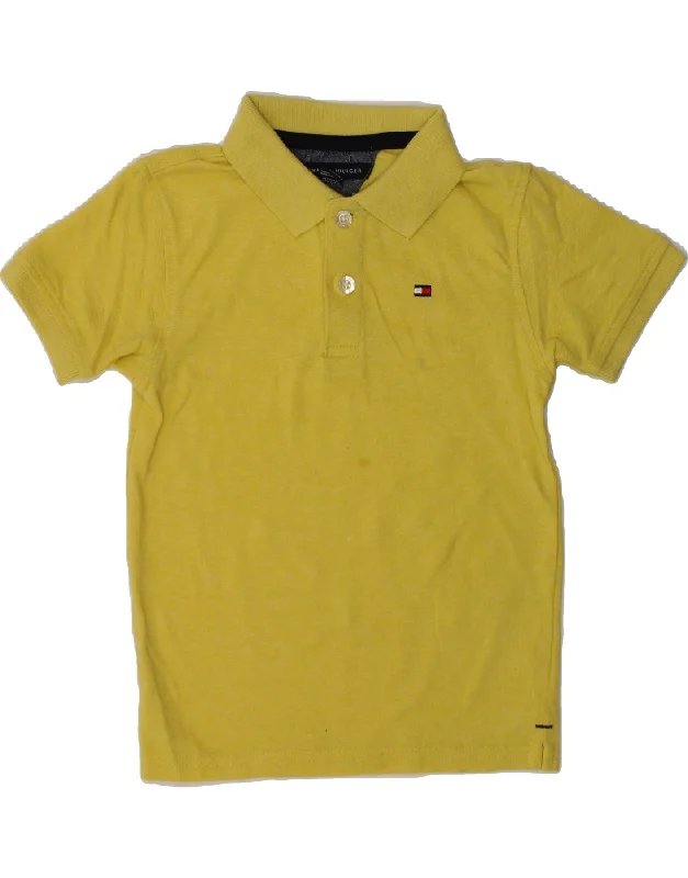 TOMMY HILFIGER Boys Polo Shirt 3-4 Years Yellow Cotton