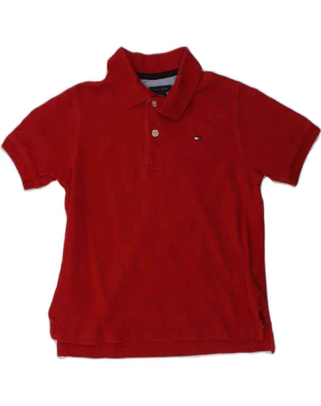 TOMMY HILFIGER Boys Polo Shirt 4-5 Years Red Cotton