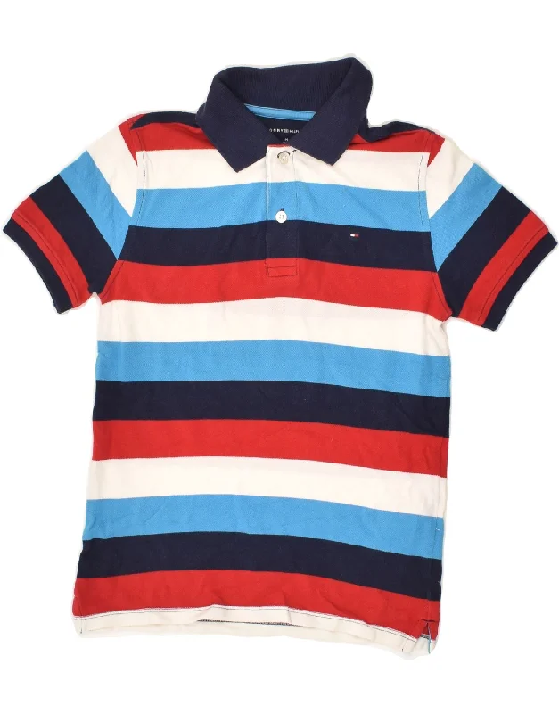 TOMMY HILFIGER Boys Polo Shirt 8-9 Years Medium Multicoloured Striped