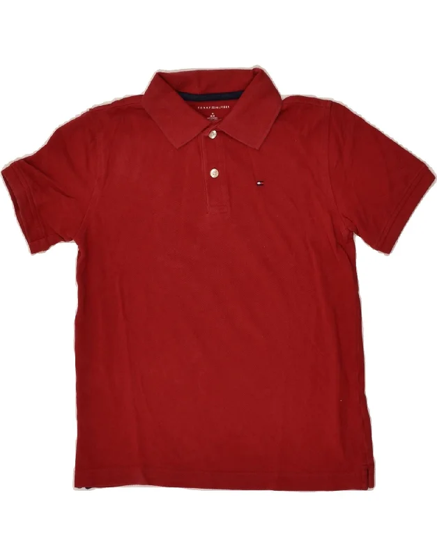 TOMMY HILFIGER Boys Polo Shirt 8-9 Years Medium  Red Cotton