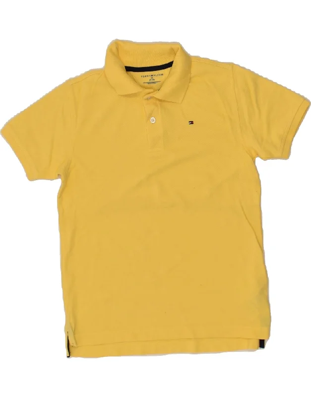 TOMMY HILFIGER Boys Polo Shirt 8-9 Years Medium Yellow Cotton