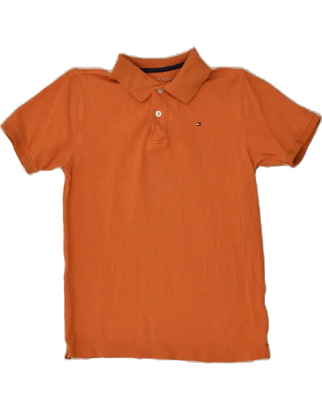 TOMMY HILFIGER Boys Polo Shirt 9-10 Years Medium Orange Cotton