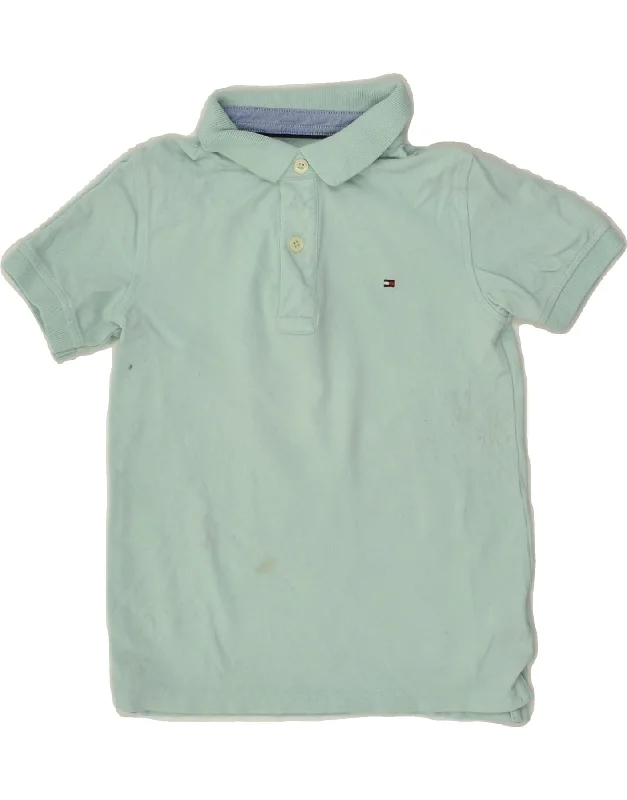 TOMMY HILFIGER Girls Polo Shirt 6-7 Years Green Cotton