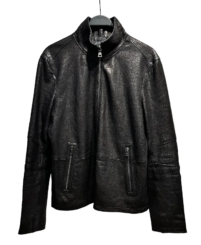 john varvatos/Jacket/50/Leather/BLK/Animal Pattern/