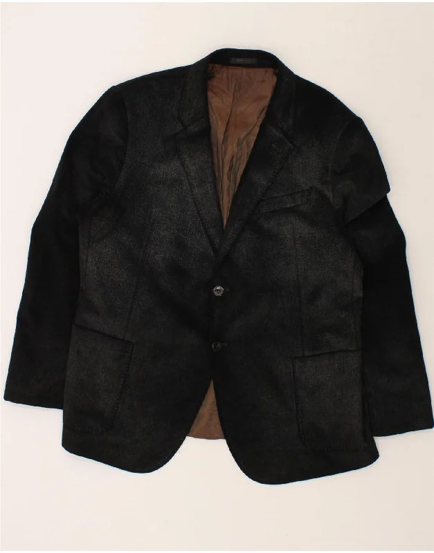 ARMANI COLLEZIONI Mens 2 Button Blazer Jacket UK 40 Large Black Polyester