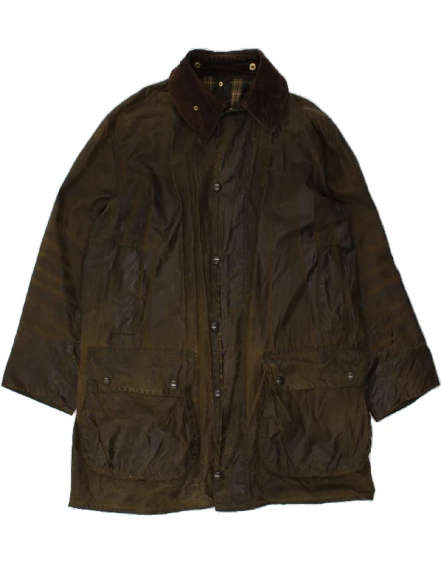 BARBOUR Mens Border Waxed Cotton Jacket UK 40 Large Brown