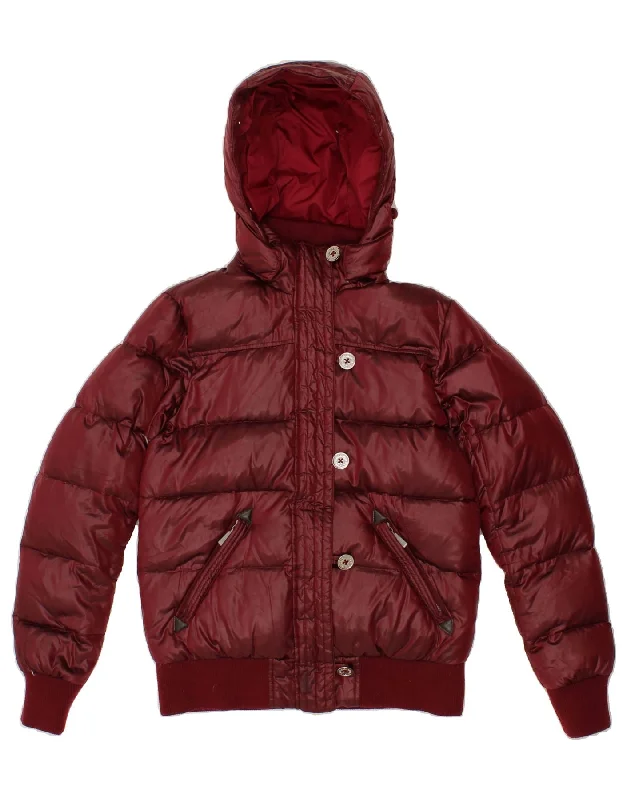 BARBOUR Mens Hooded Padded Jacket UK 12 Medium Burgundy