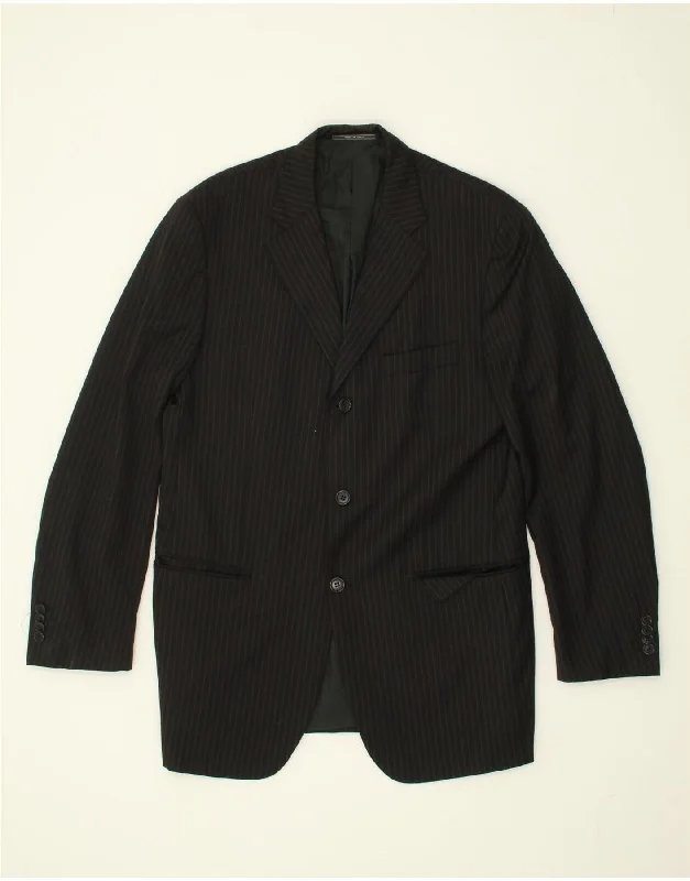 CERRUTI Mens 3 Button Blazer Jacket IT 50 Large Black Striped Viscose