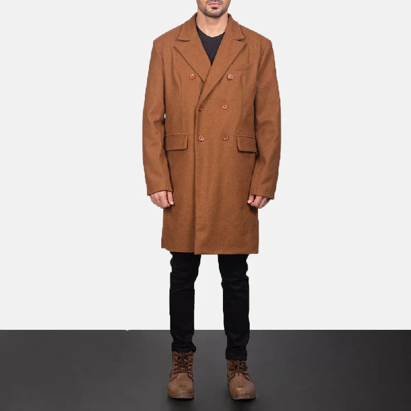 Claud Khaki Wool Double Breasted Coat