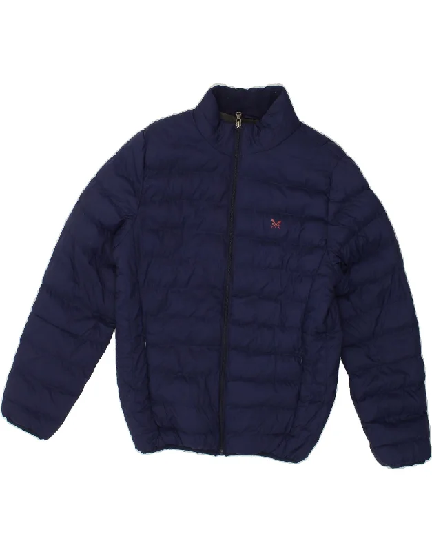 CREW CLOTHING Mens Padded Jacket UK 40 Medium Navy Blue Polyester