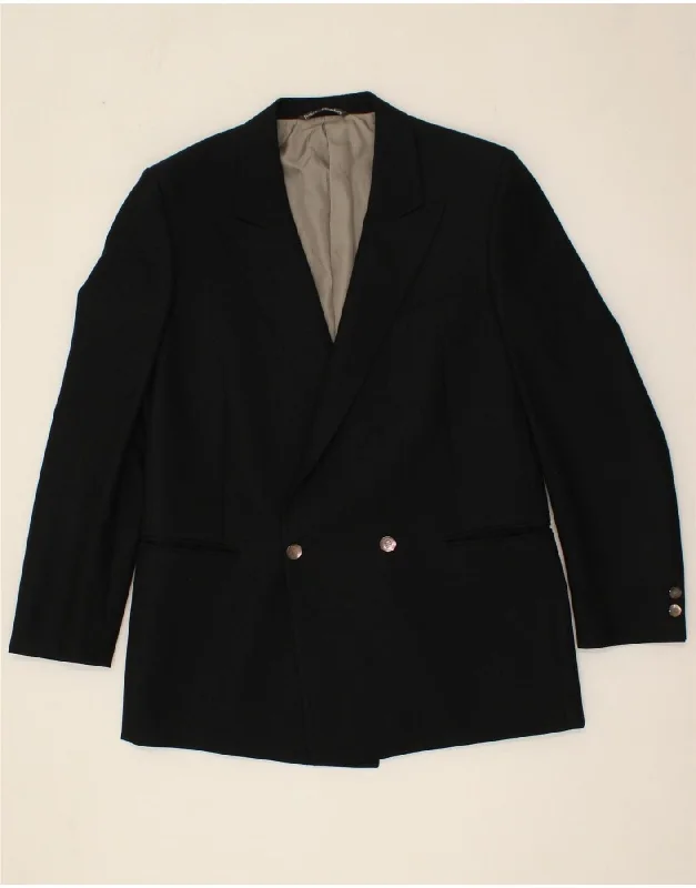 DAMIANI Mens Double Breasted Blazer Jacket IT 50 Large Black Wool