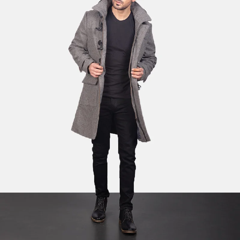 Drake Grey Wool Duffle Coat