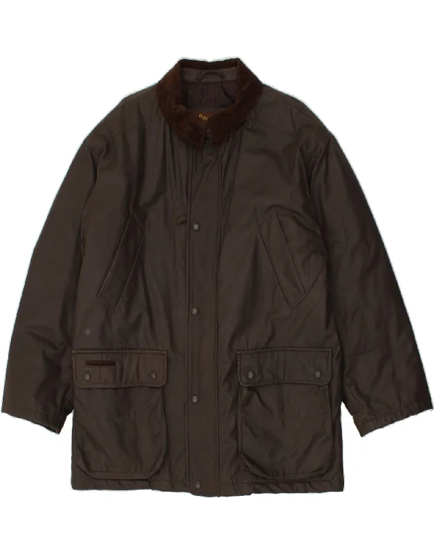 ERIC HATTON Mens Utility Jacket IT 50 Large Brown Cotton