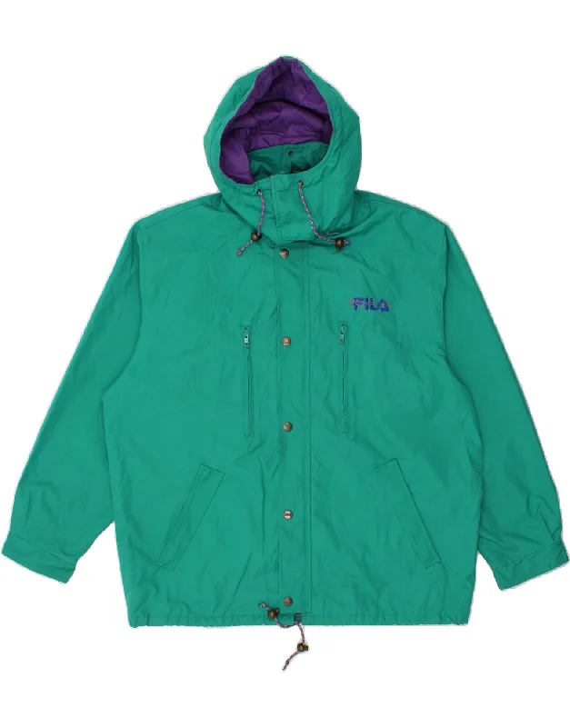 FILA Mens Hooded Windbreaker Jacket IT 56 3XL Green Polyester