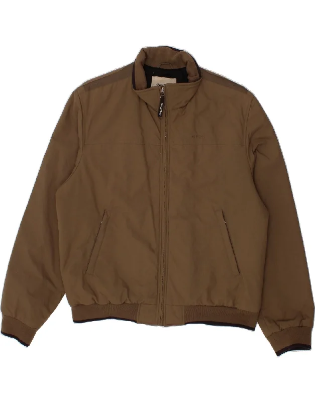 GEOX Mens Bomber Jacket UK 44 2XL Brown Polyamide