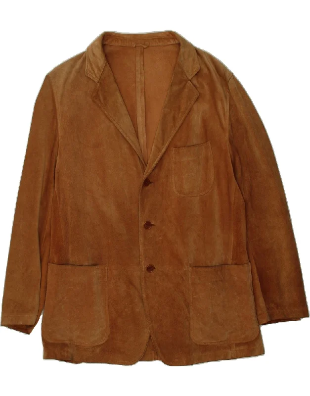 HENRY COTTONS Mens Suede Jacket UK 40 Large Brown Suede