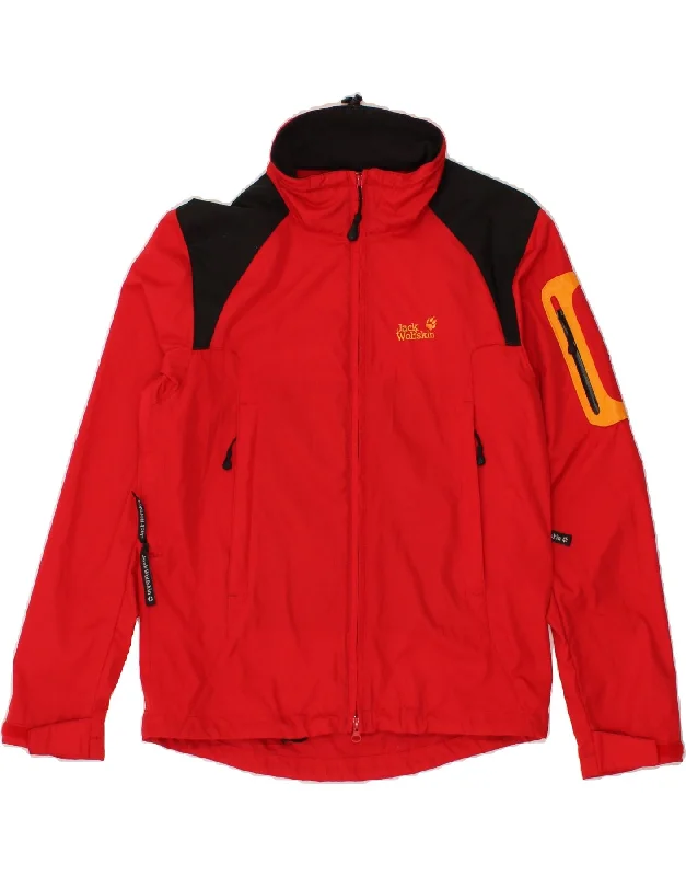 JACK WOLFSKIN Mens Rain Jacket UK 38 Medium Red Colourblock Polyester