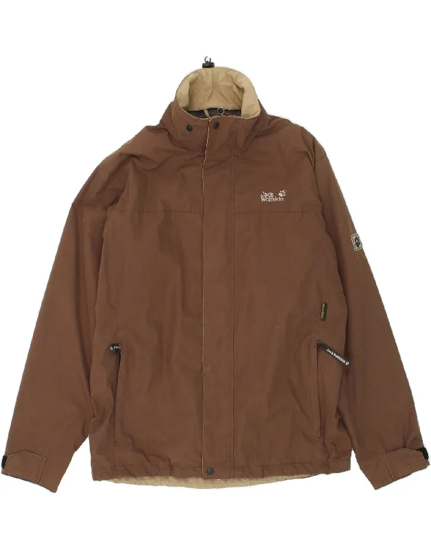 JACK WOLFSKIN Mens Rain Jacket UK 40/42 Large Brown Polyester