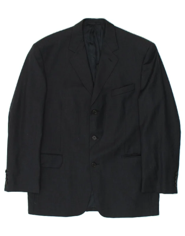 JAEGER Mens 3 Button Blazer Jacket IT 50 Large Navy Blue Wool