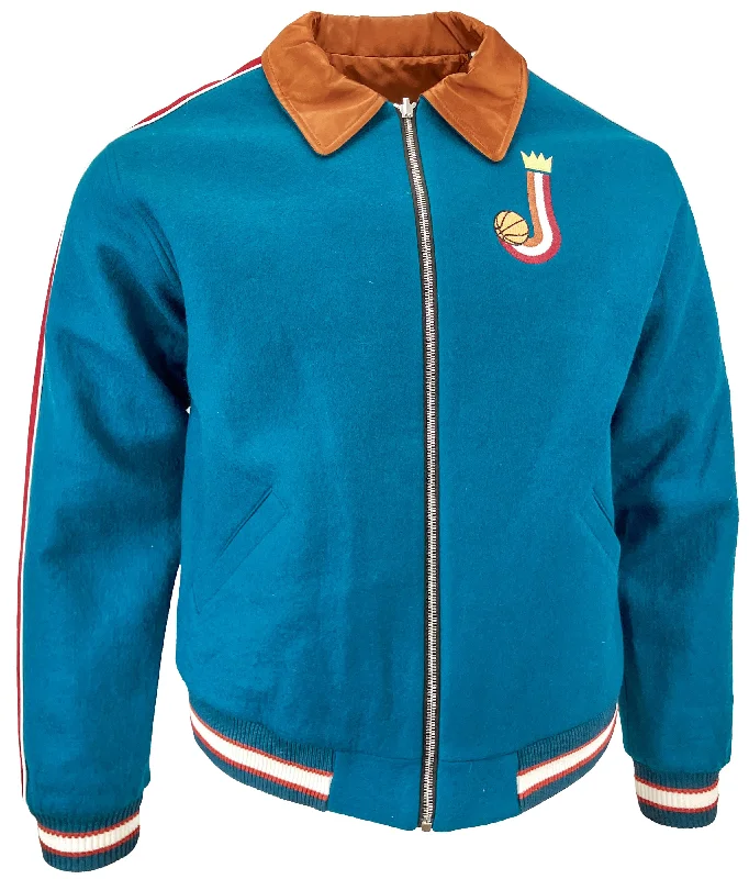 Just Don Reversible Islanders Jacket in Tan/Blue