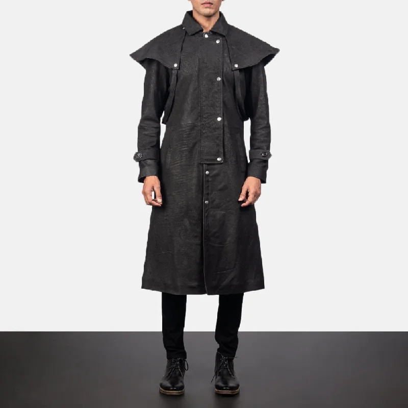 Maverick Black Leather Duster