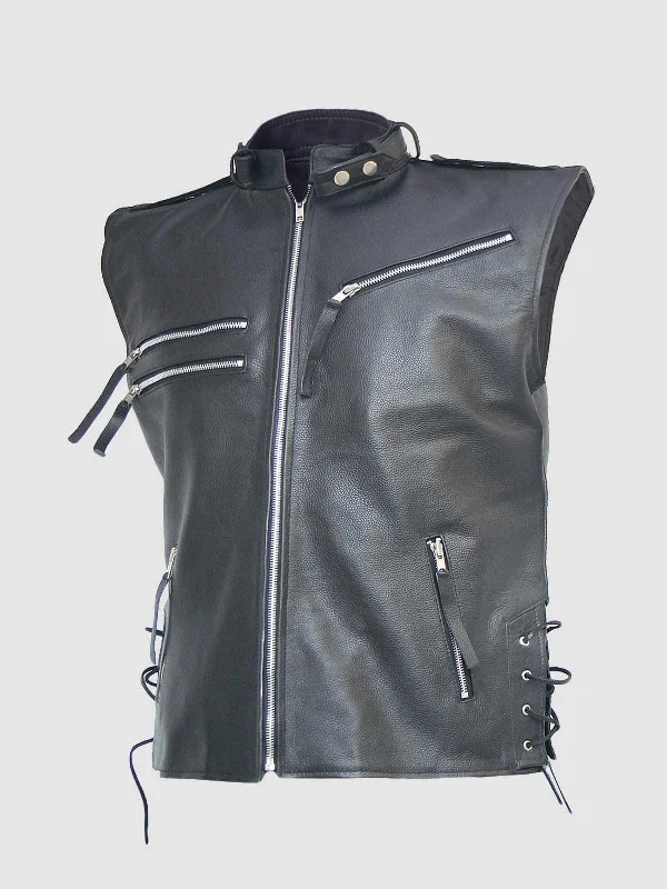 Classic Black Leather Vest