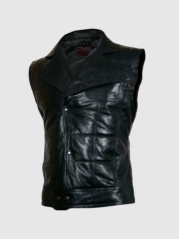 Quilted Black Leather Vest