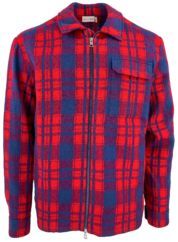 Moncler Shirt Jacket in Red/Blue Plaid