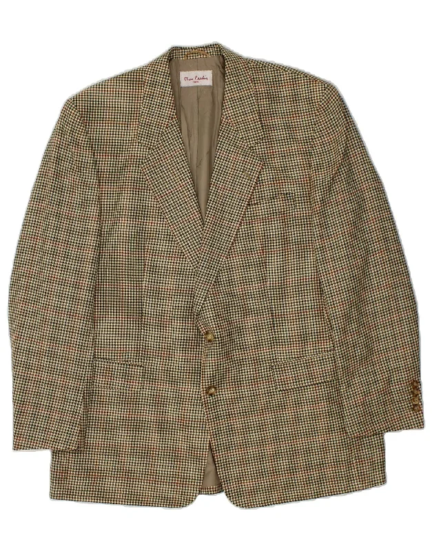 PIERRE CARDIN Mens 2 Button Blazer Jacket IT 56 3XL Beige Houndstooth