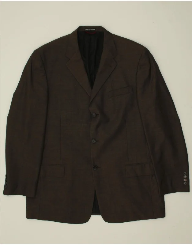 PIERRE CARDIN Mens 3 Button Blazer Jacket UK 46 3XL Brown Wool