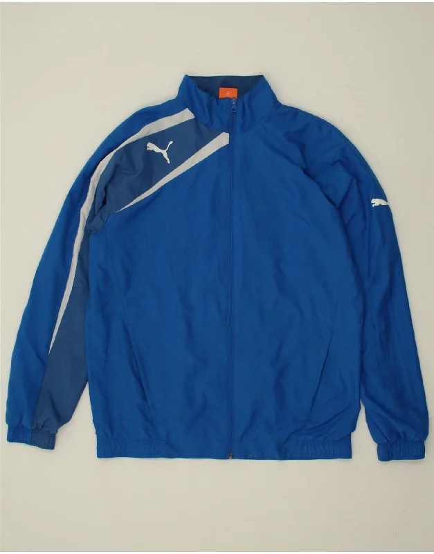 PUMA Mens Bomber Jacket UK 38 Medium Blue Colourblock Nylon