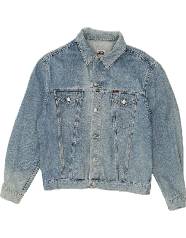 RIFLE Mens Denim Jacket UK 40 Large Blue Cotton