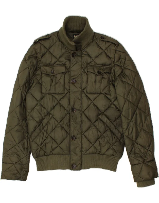 RIFLE Mens Quilted Jacket UK 38 Medium Khaki