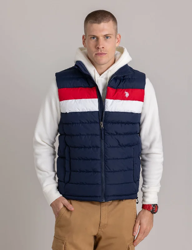 SIGNATURE COLOR BLOCK QUILTED VEST