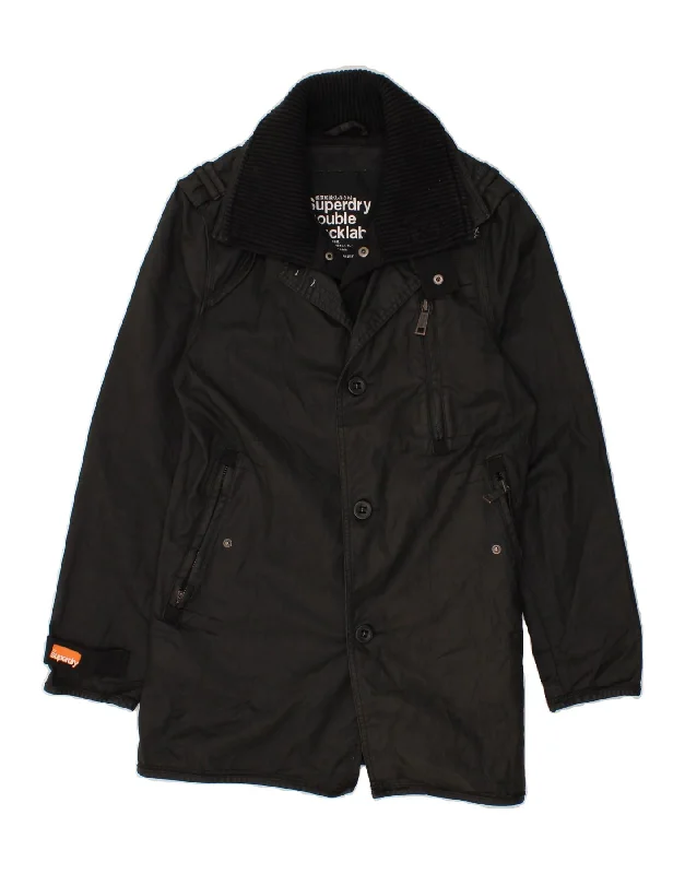 SUPERDRY Mens Military Windbreaker Jacket UK 36 Small Black Cotton