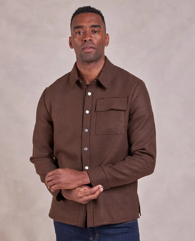 The Kiefer - Wool x Nylon Shirt Jacket - Mocha