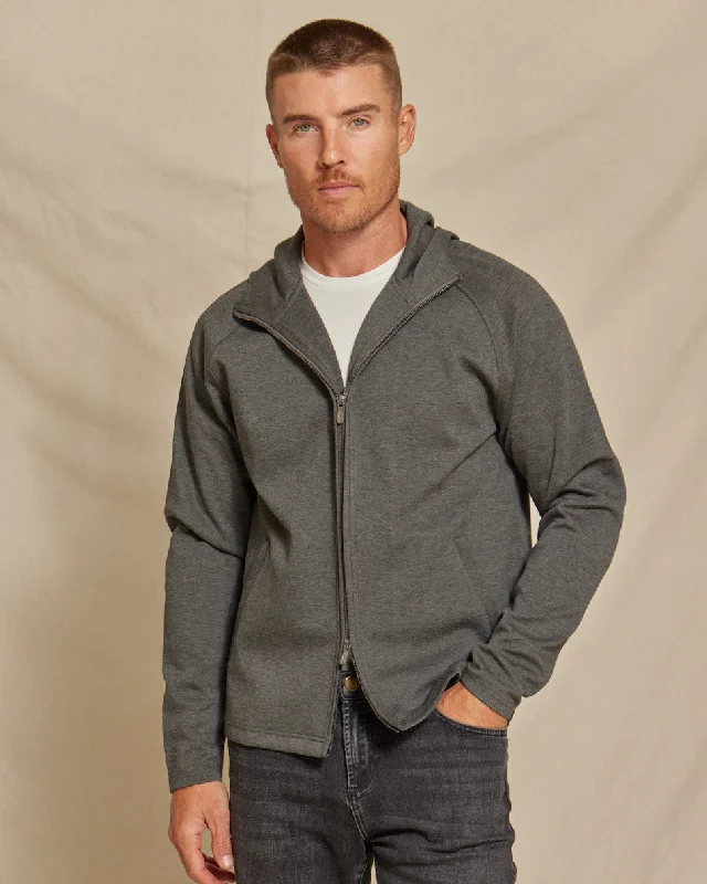 The Logan - Scuba Hooded Jacket - Charcoal/Black