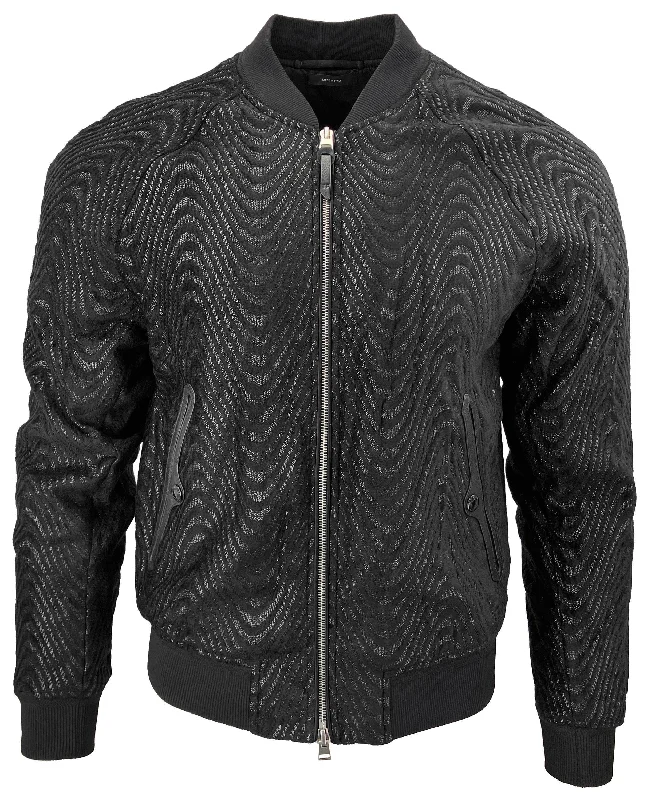 Tom Ford Wave Jacquard Bomber Jacket in Black