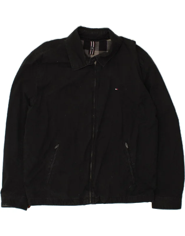 TOMMY HILFIGER Mens Bomber Jacket UK 44 2XL Black Cotton