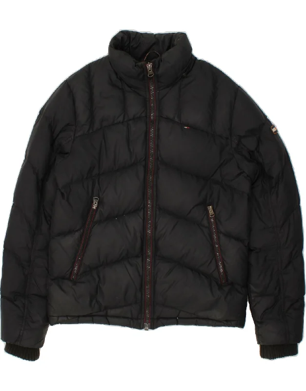 TOMMY HILFIGER Mens Padded Jacket UK 38 Medium Black Nylon