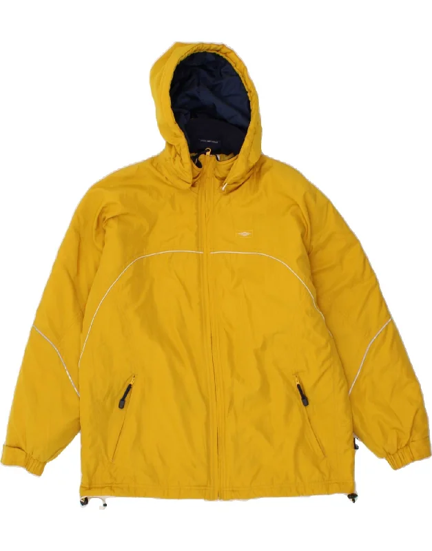 UMBRO Mens Hooded Padded Jacket UK 38 Medium Yellow Polyester