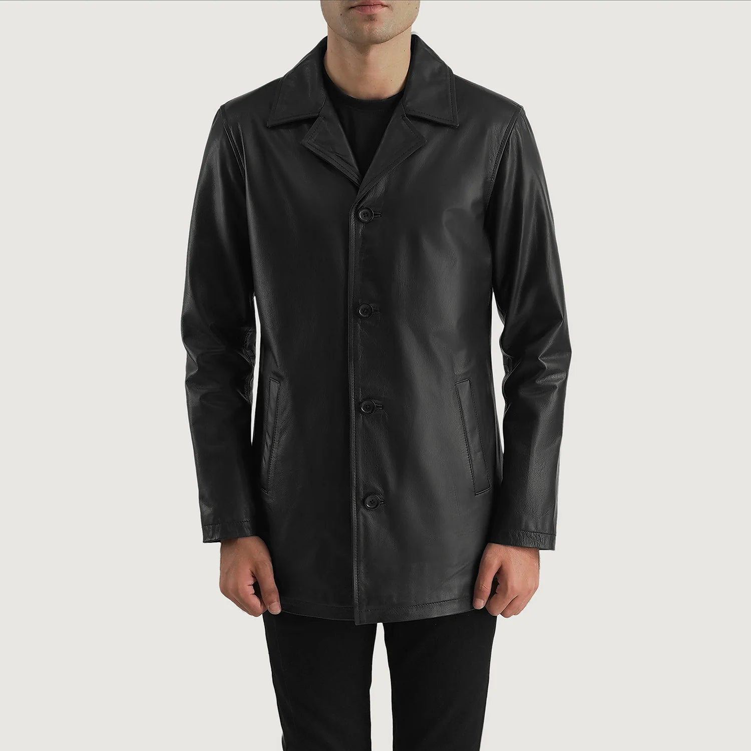 Urban Slate Black Leather Coat