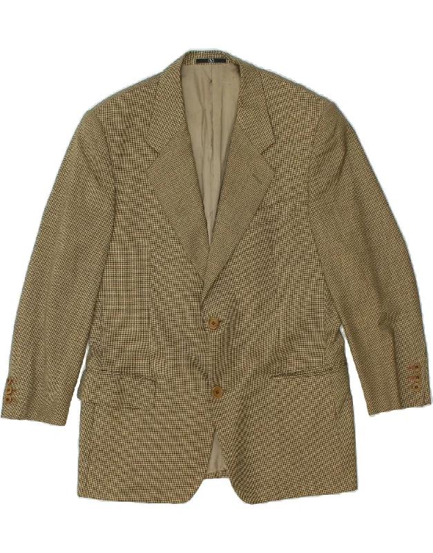 VALENTINO Mens 2 Button Blazer Jacket IT 50 Large Beige Houndstooth Wool