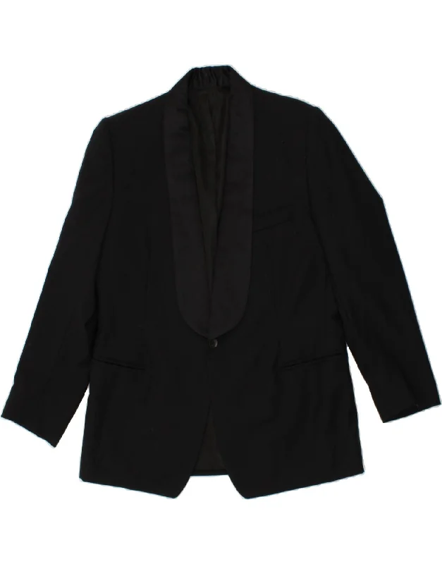 VINTAGE Mens 1 Button Blazer Jacket UK 40 Large Black