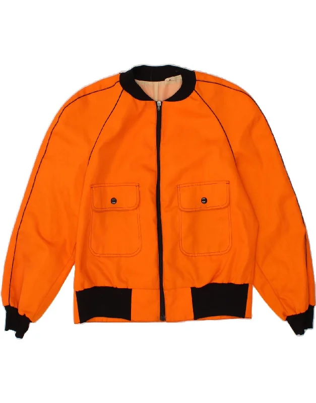 VINTAGE Mens Bomber Jacket IT 50 Large Orange