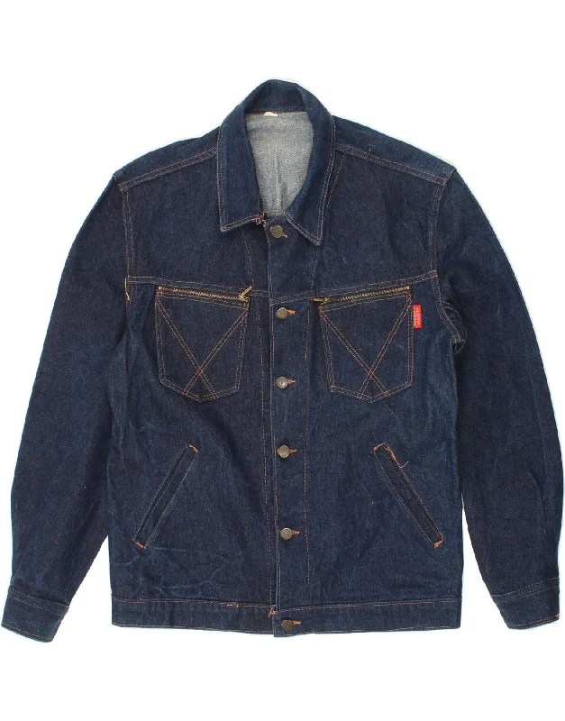 VINTAGE Mens Denim Jacket EU 52 XL Navy Blue