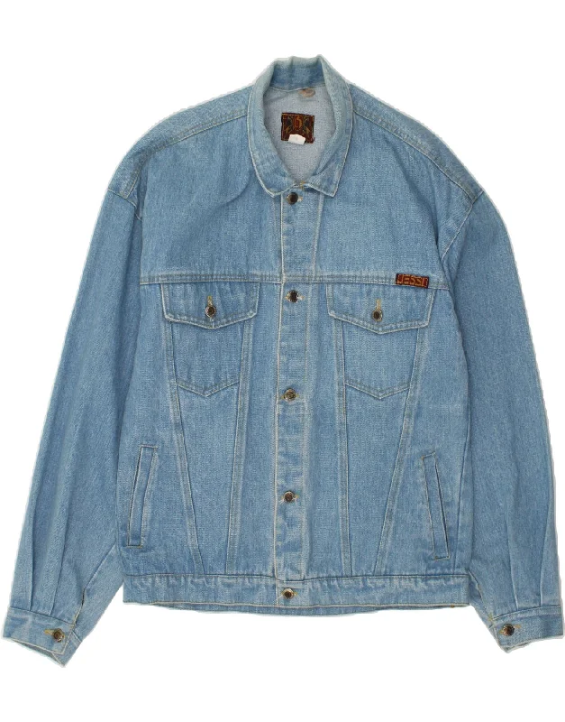 VINTAGE Mens Denim Jacket IT 54 2XL Blue Cotton