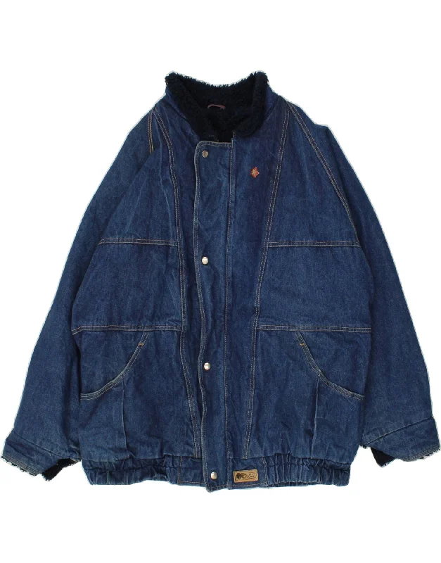 VINTAGE Mens Denim Jacket UK 44 2XL Navy Blue